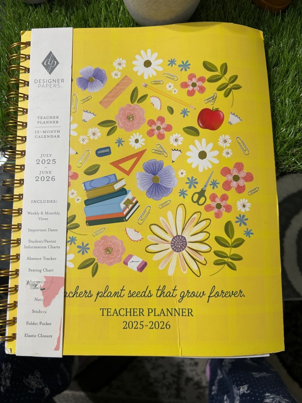 Yellow Floral Teacher Planner 2025-2026
